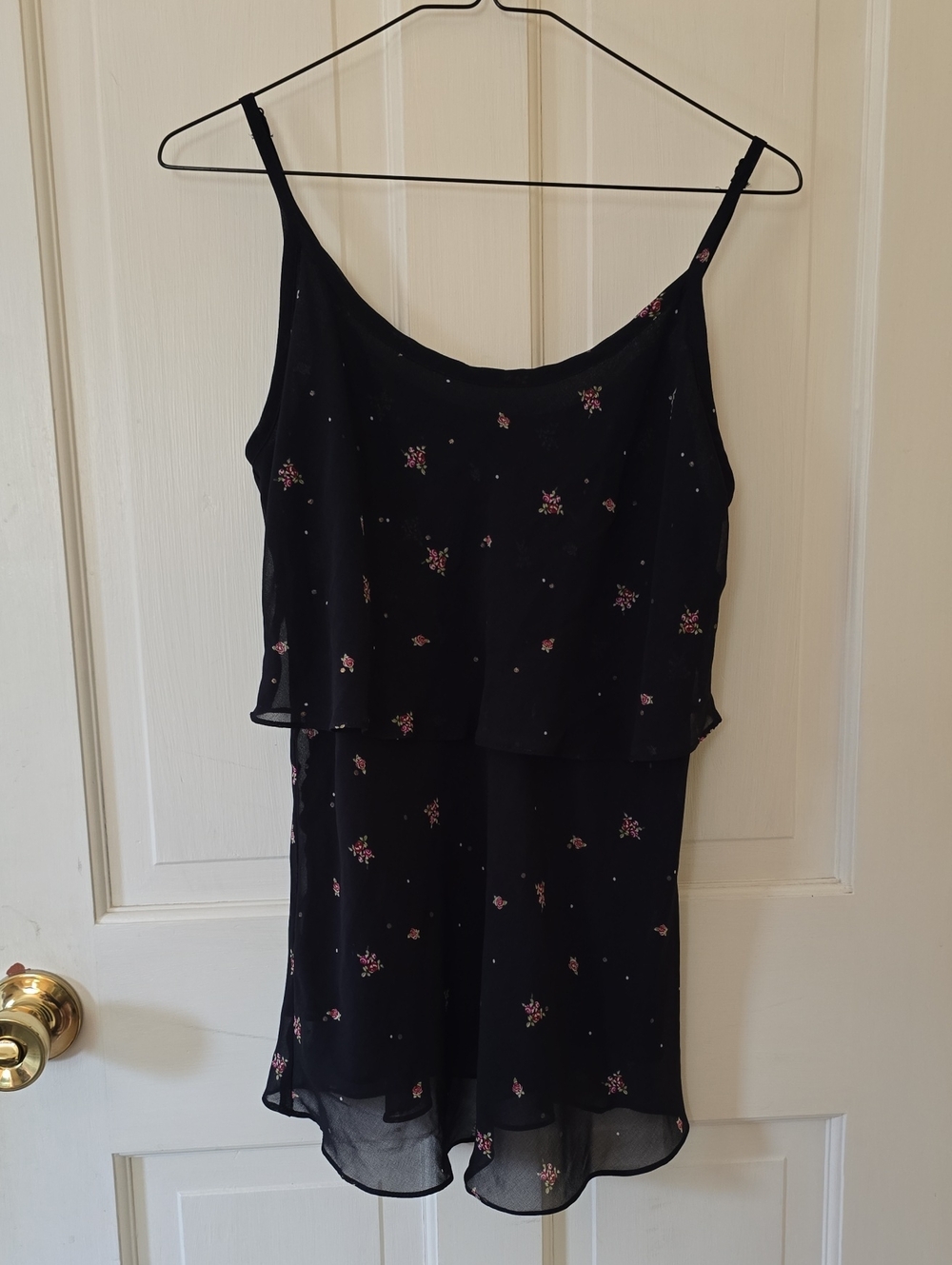CAbi Navy Blue Floral Layered Cami Tank Size S